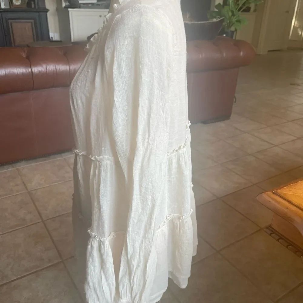 Cream Ruffle Tunic  - Picture 3 of 10